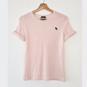 Abercrombie & Fitch Cashmere Short-Sleeve Sweater in Pink